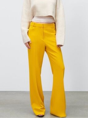 Zara Textured Flare Pants in Yellow